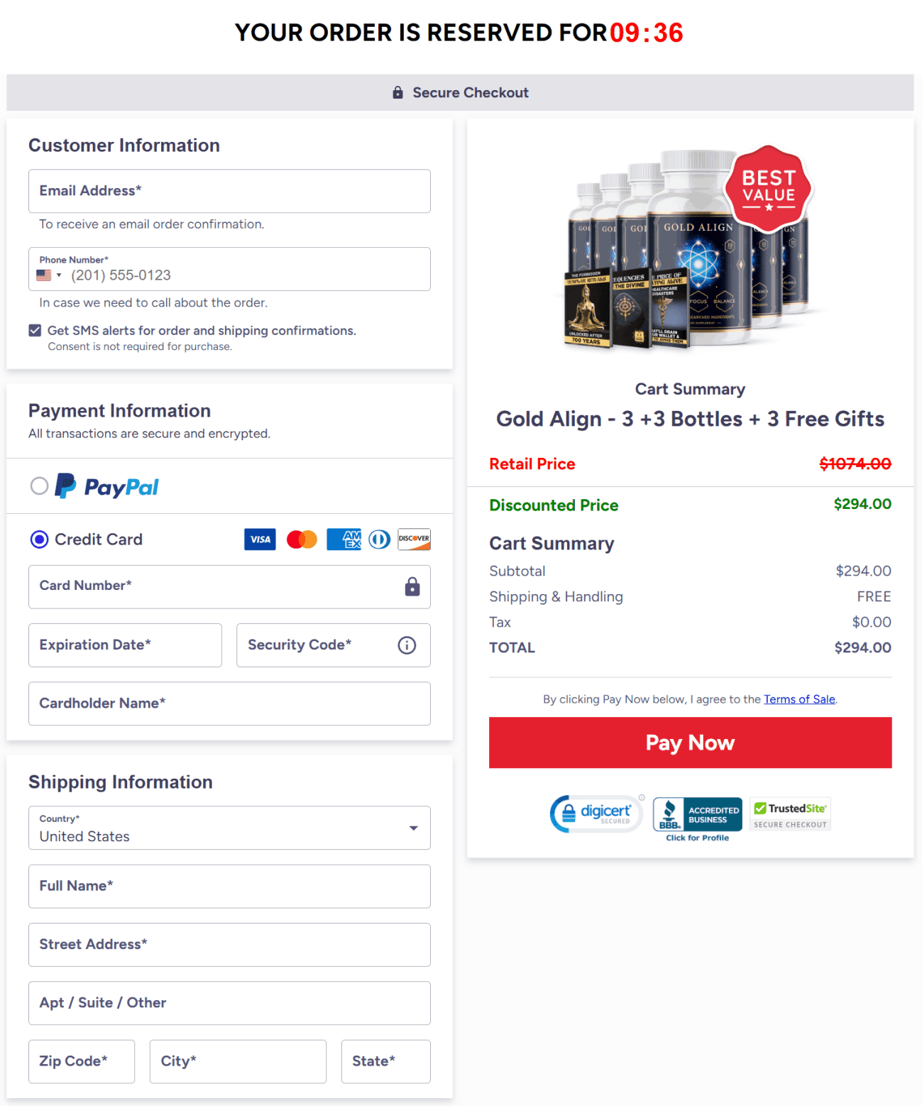 GoldAlign Checkout